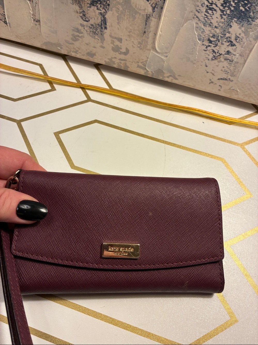 Genuine Kate  Spade Laurel Way  Maroon Saffiano Leather Wallet Clutch
